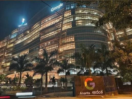 Google Ananta campus at night